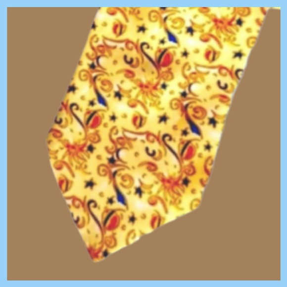 George Duboeuf Silk Classic Abstract Yellow Blue Red Necktie - Picture 2 of 8